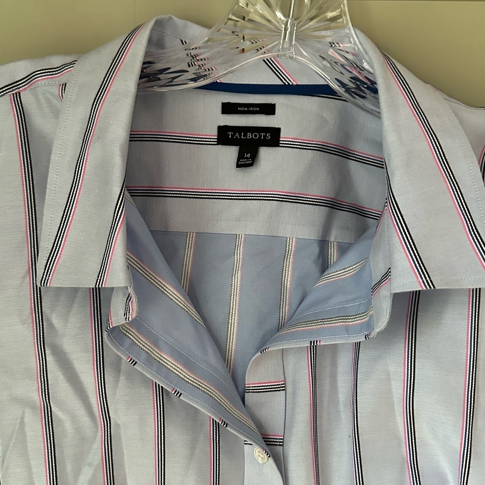 EUC Talbots Sleeveless Striped Blue Blouse, Sz 14. Great under a suit. - Picture 3 of 9